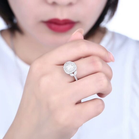 💥Crystal Shiny Large Oval Macro Pave Wedding Romantic Ring for Women, K872 - Picture 6 of 10